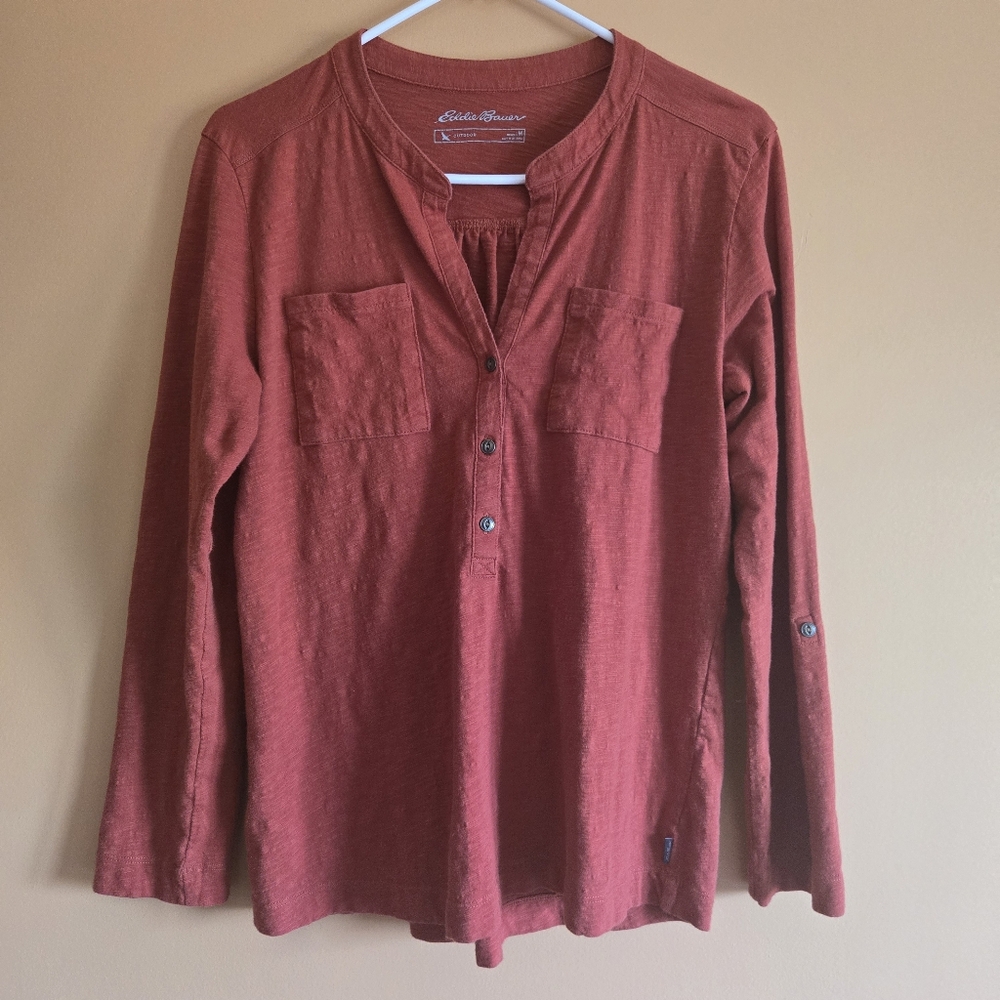 Eddie Bauer Rust Long Sleeve Tee PTP=18.5"